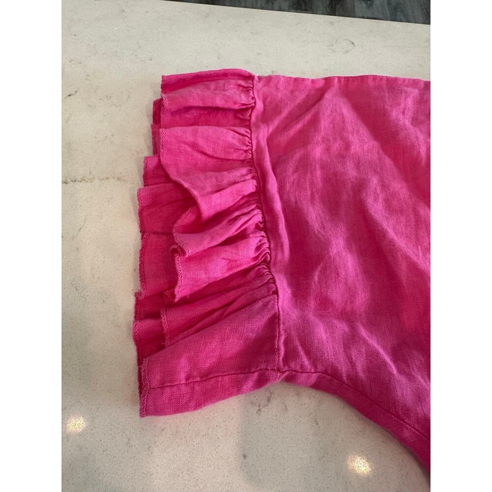 Piazza Del Tempio 100% Linen Top Tunic Dress Small Hot Pink Ruffle Sleeve Boho - Picture 9 of 11